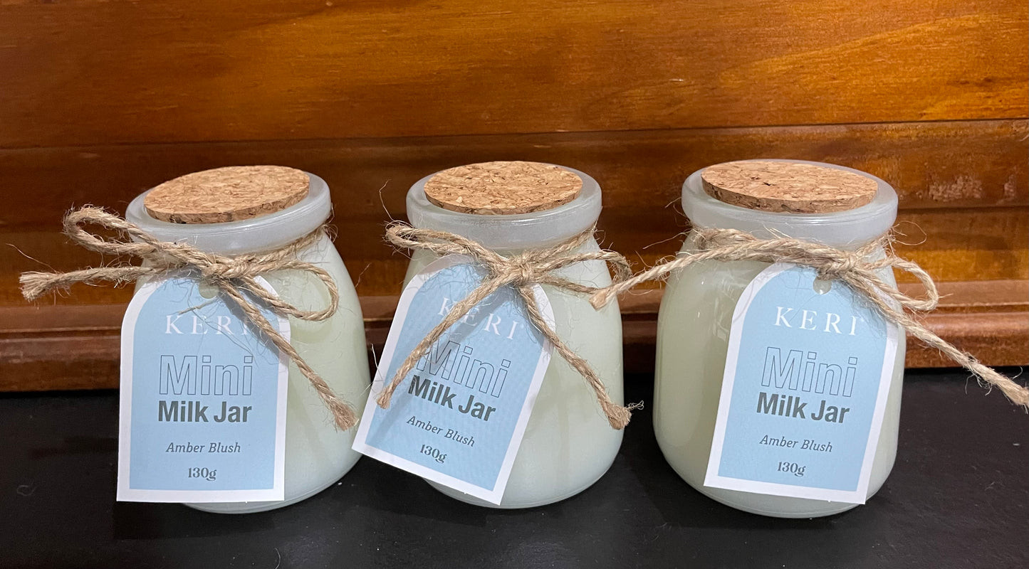 Kerri Mini Milk Jar Candle Amber Blush 130g