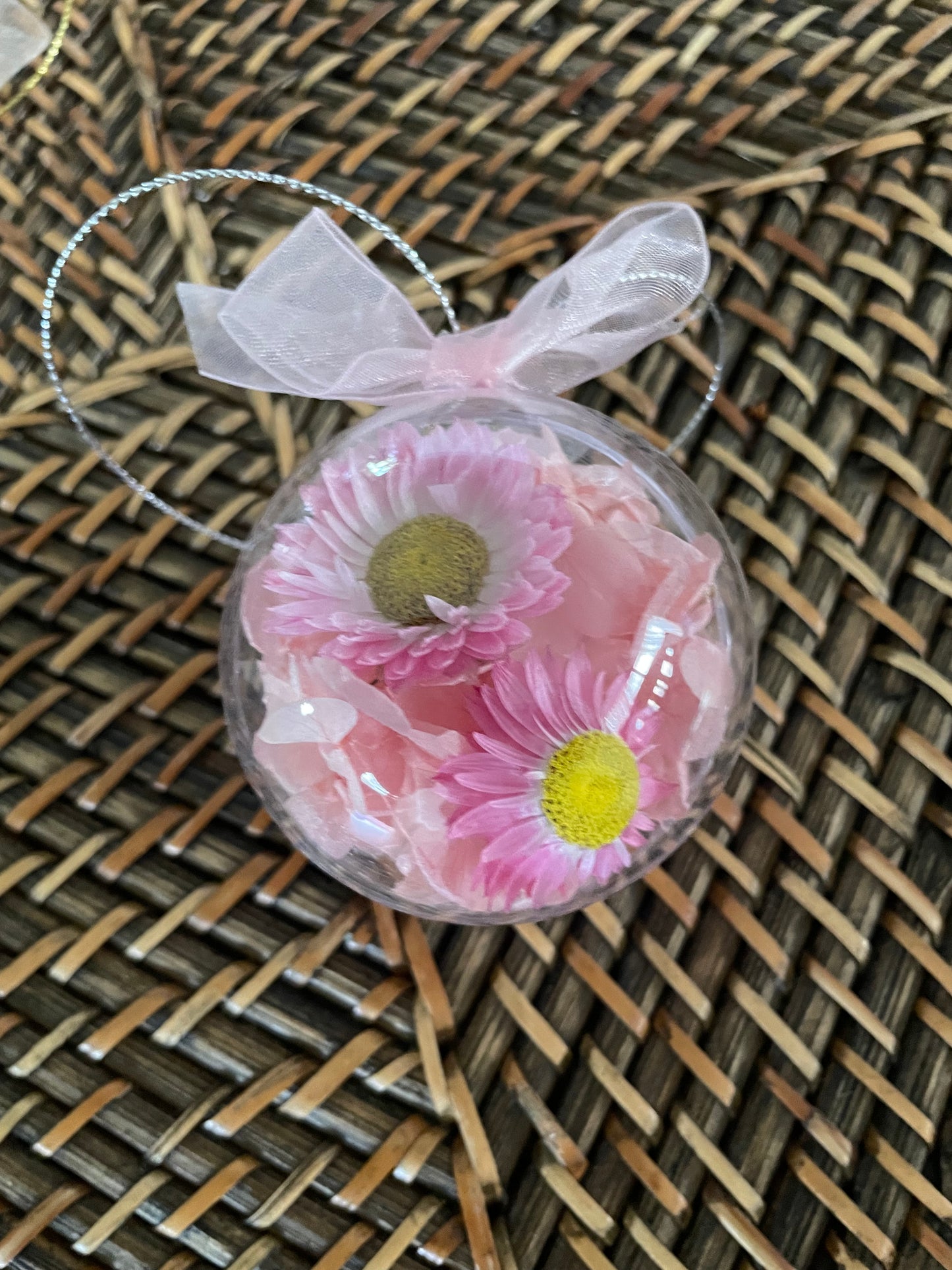 Bauble 6cm Pink Paper Daisy