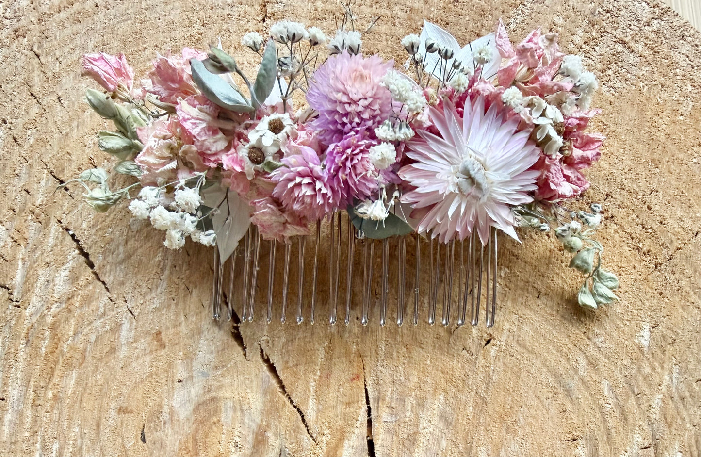 Floral Hair Comb~ soft pink colour