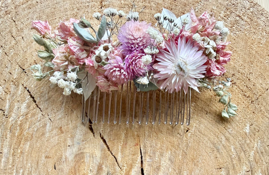 Floral Hair Comb~ soft pink colour