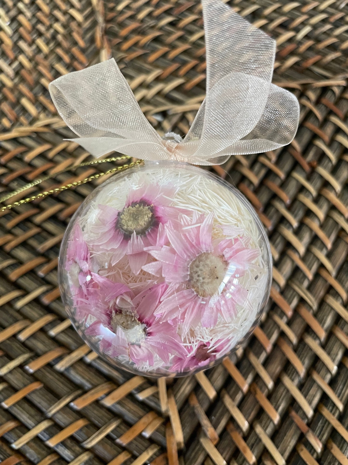 Bauble 6cm Pink Daisy