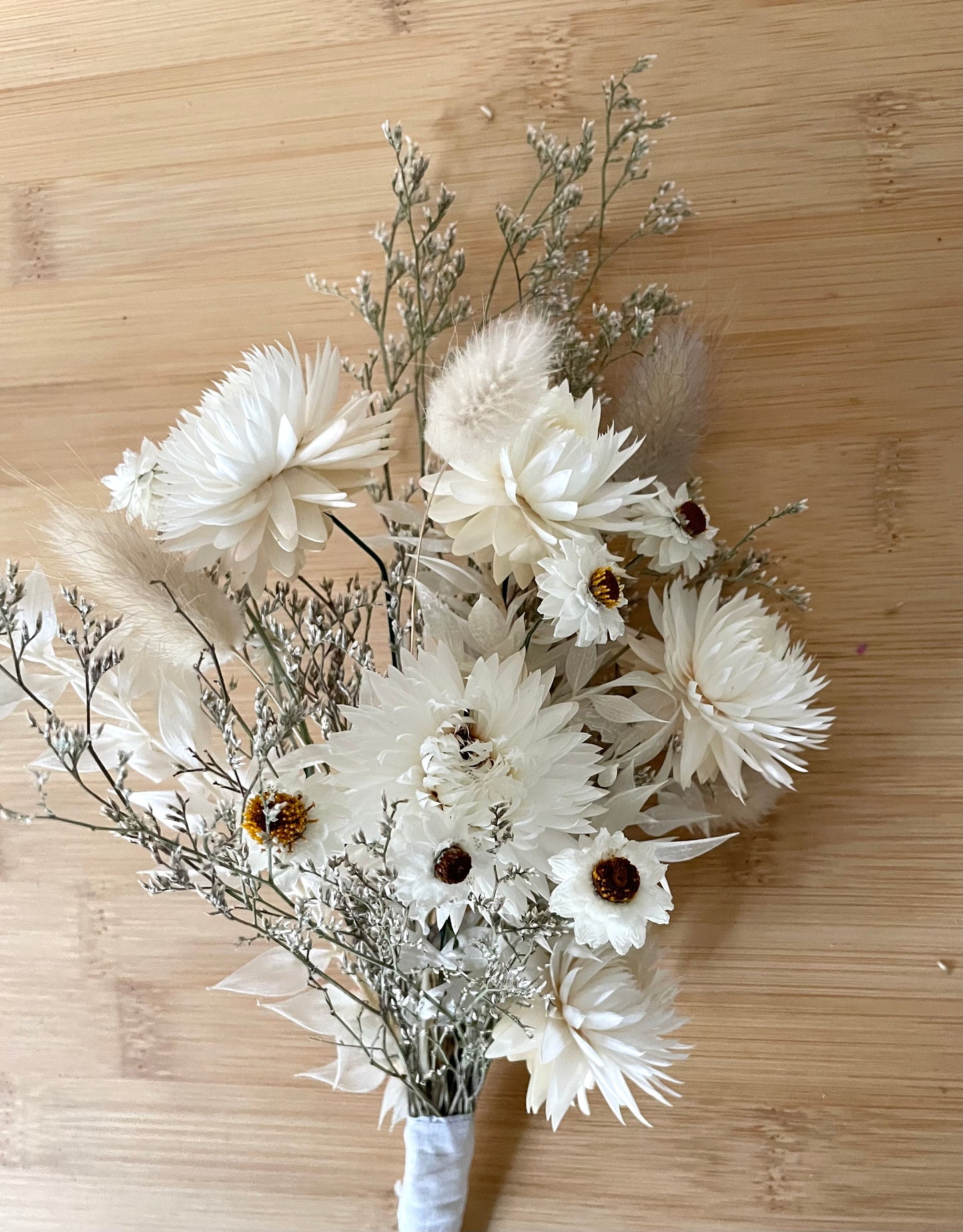 Cake Topper~ white strawflower