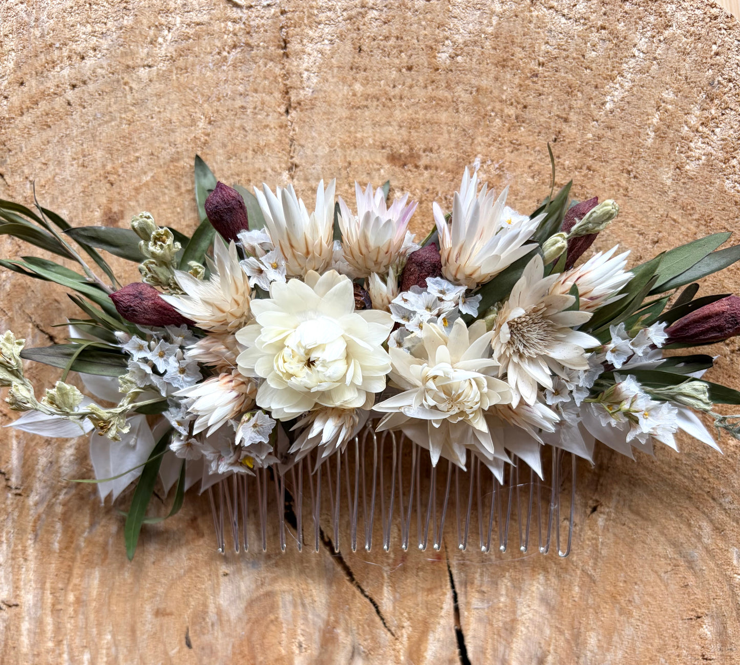 Floral Hair Comb~ Whites