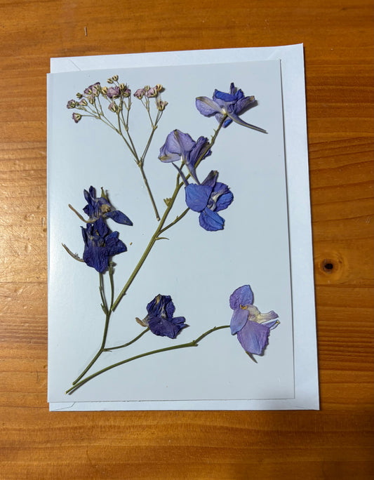 Greeting Card ~ Pressed Flower purples