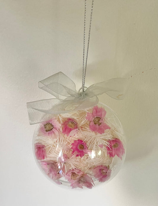 Bauble 8cm Pink Daisy