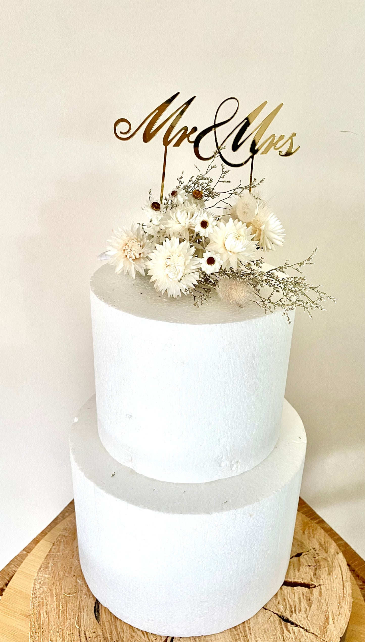 Cake Topper~ white strawflower