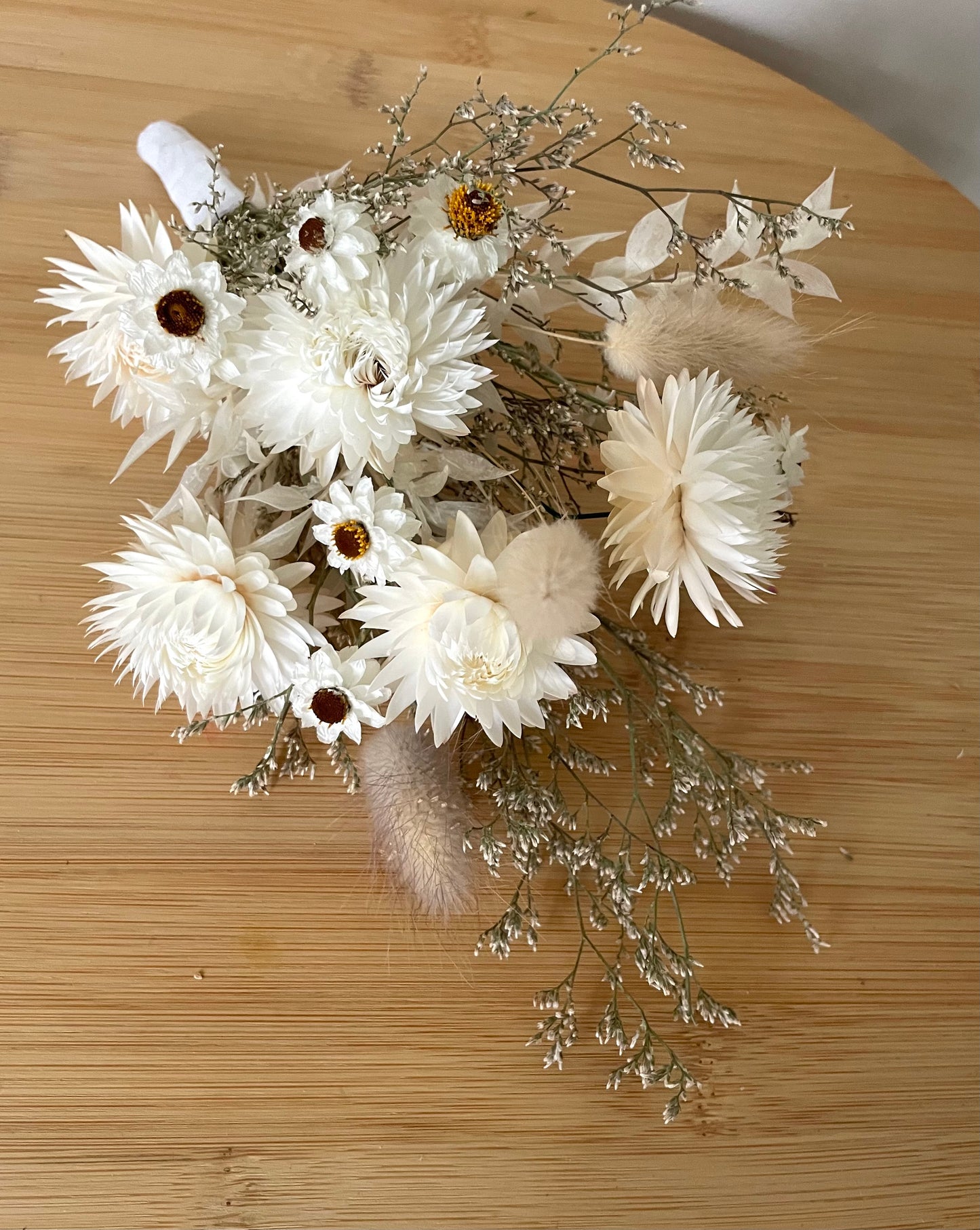 Cake Topper~ white strawflower