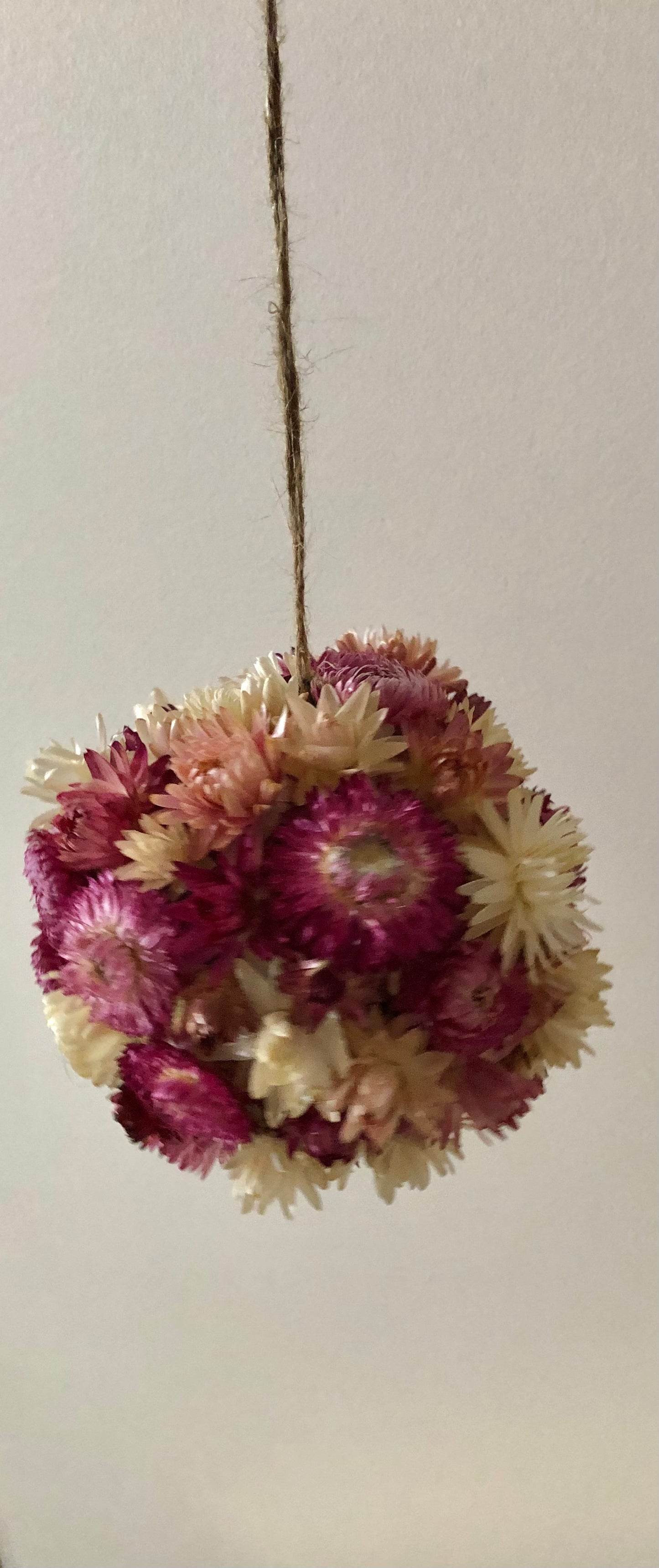 Floral hanging Ball ~ pinks ( medium)