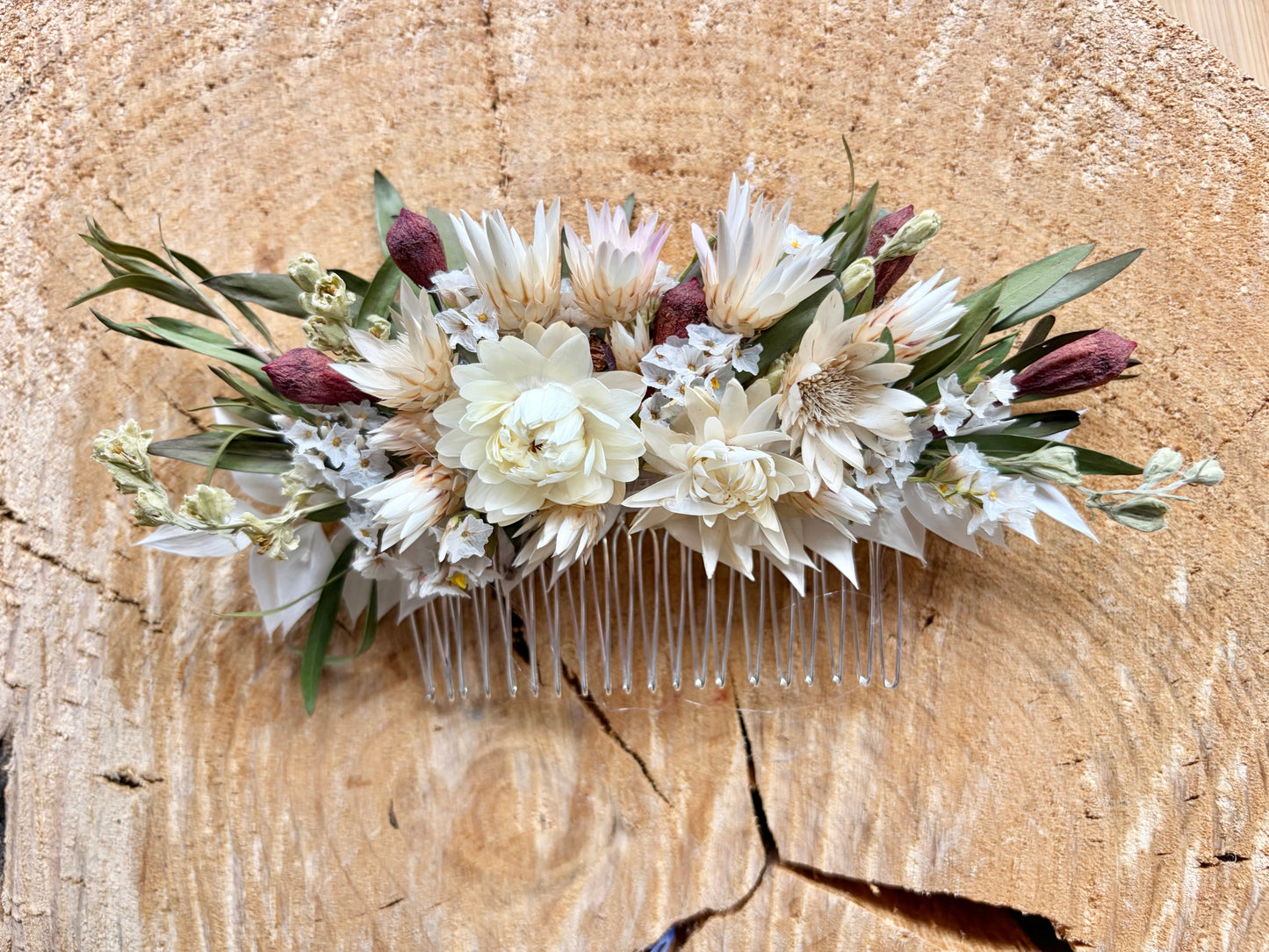 Floral Hair Comb~ Whites
