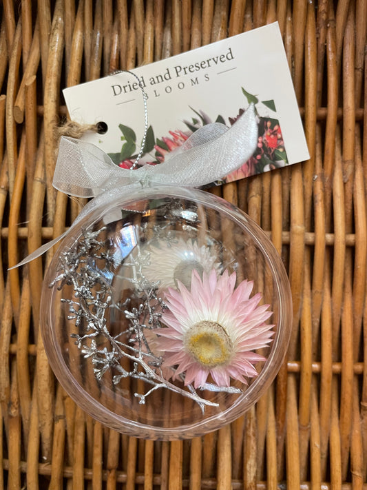 Bauble ~ silver/pink 8cm