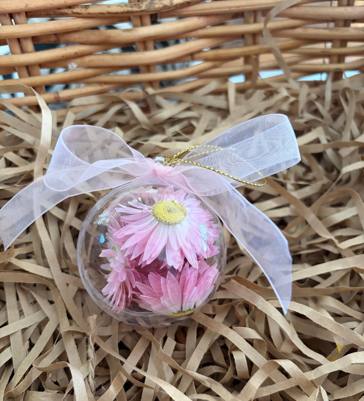 Bauble 6cm~pink Paper Daisy
