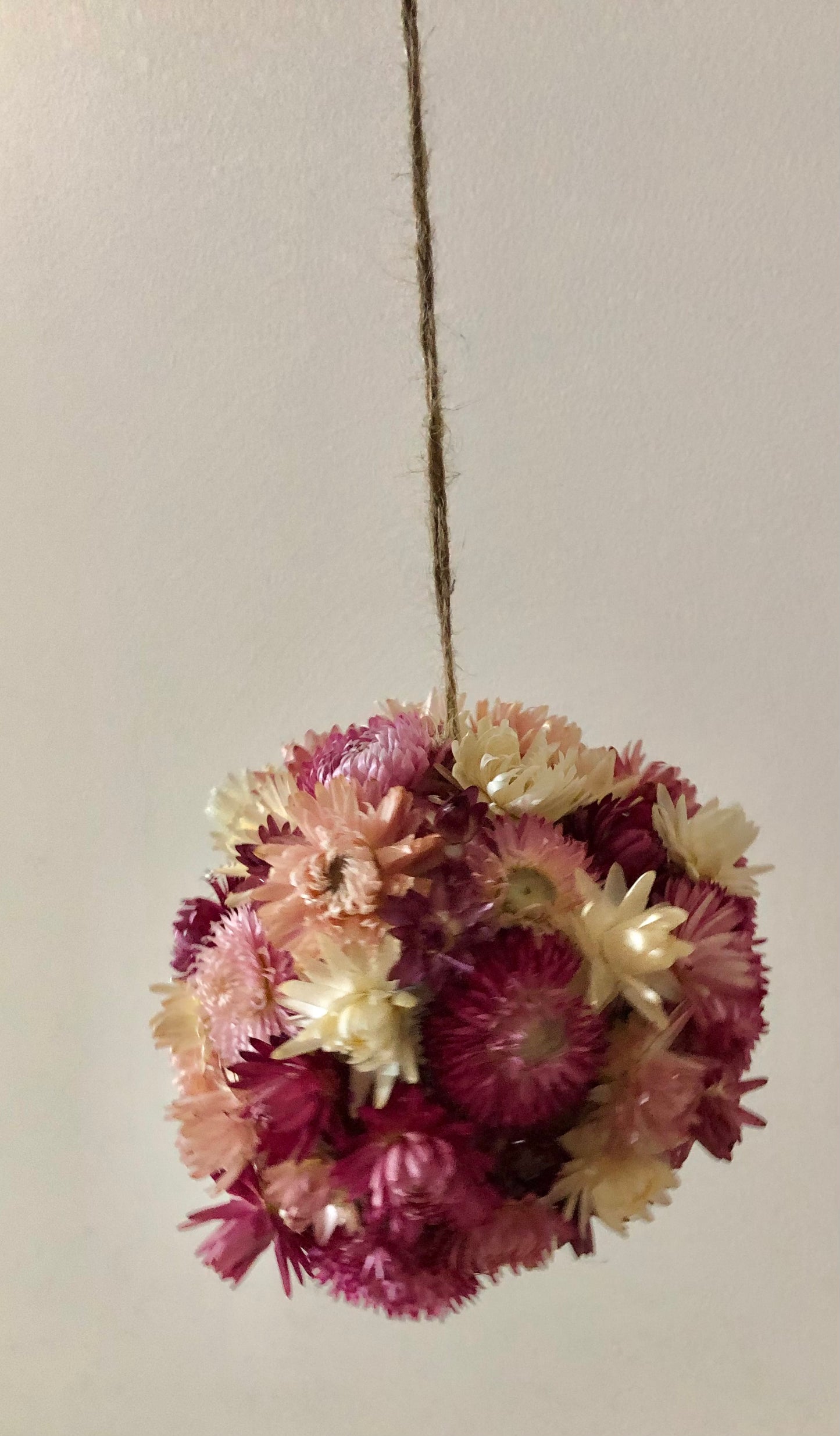 Floral hanging Ball ~ pinks ( medium)