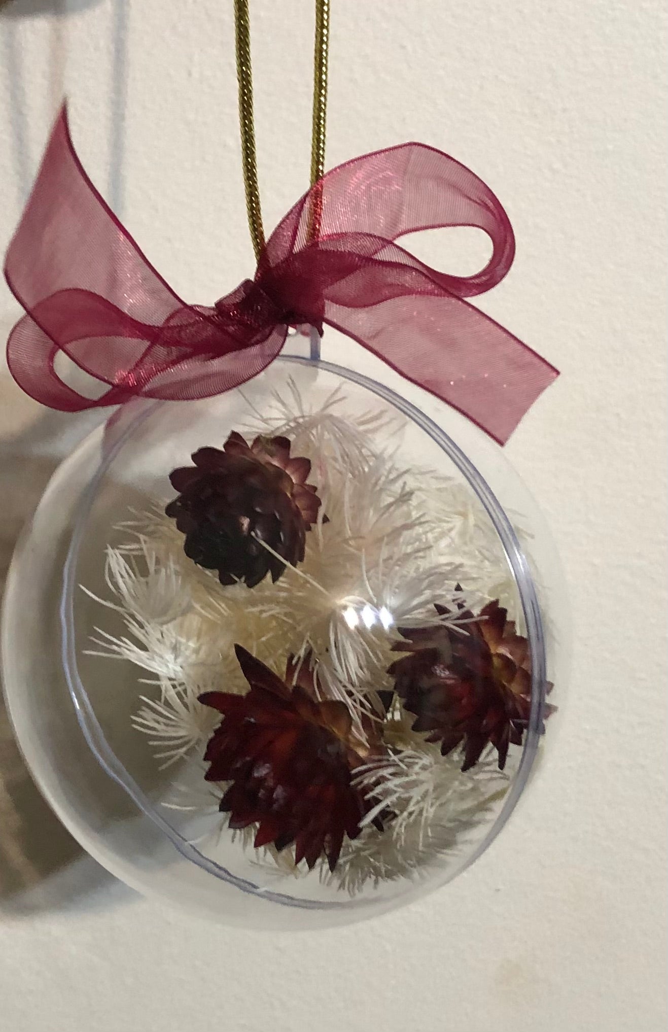 Christmas Bauble 8cm white/burgundy