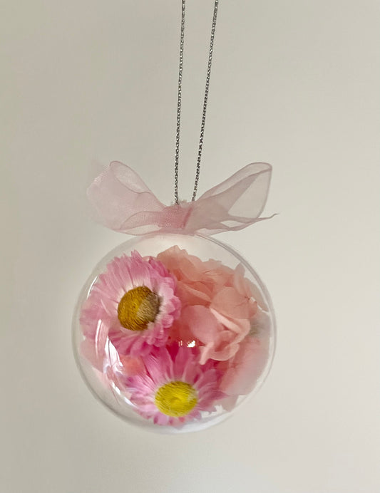 Bauble 6cm Pink Paper Daisy