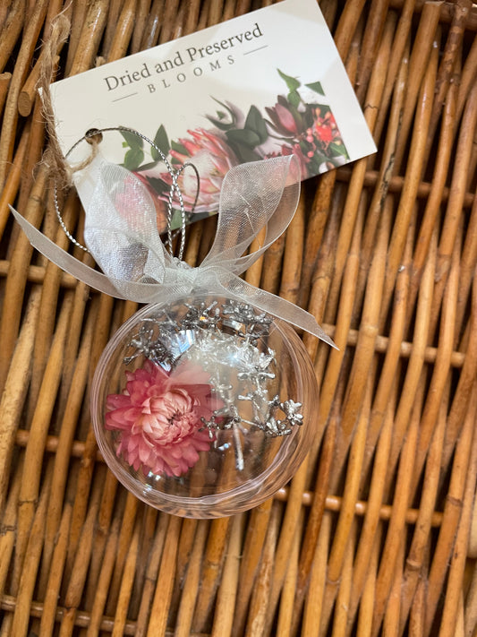Bauble ~ silver/pink 6cm