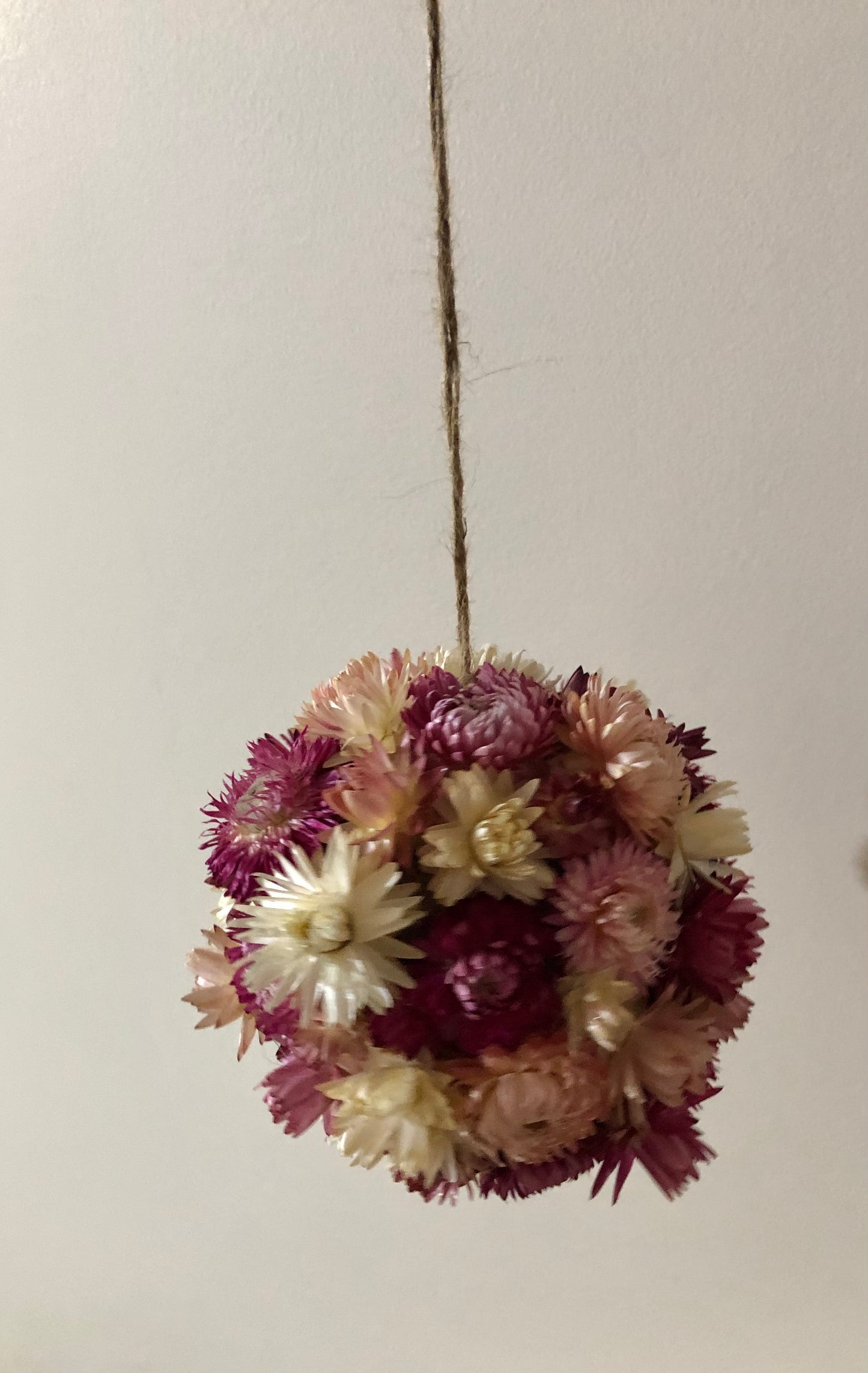 Floral hanging Ball ~ pinks ( medium)