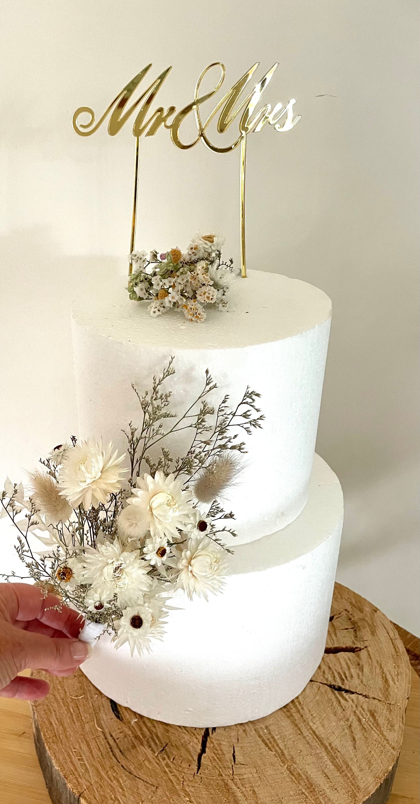 Cake Topper~ white strawflower