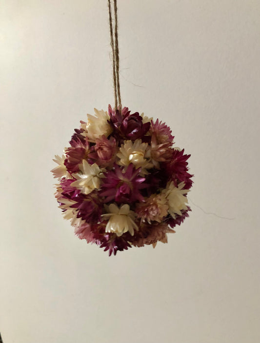 Floral Hanging Ball ~ pinks (small)