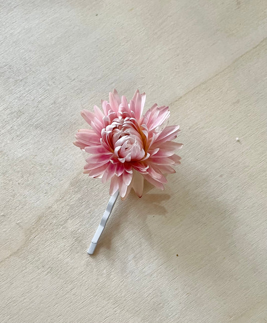 Hair pin - single flower head pink