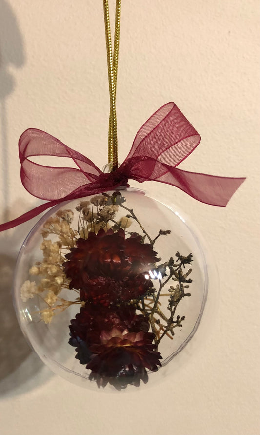 Christmas bauble 8cm burgundy straws