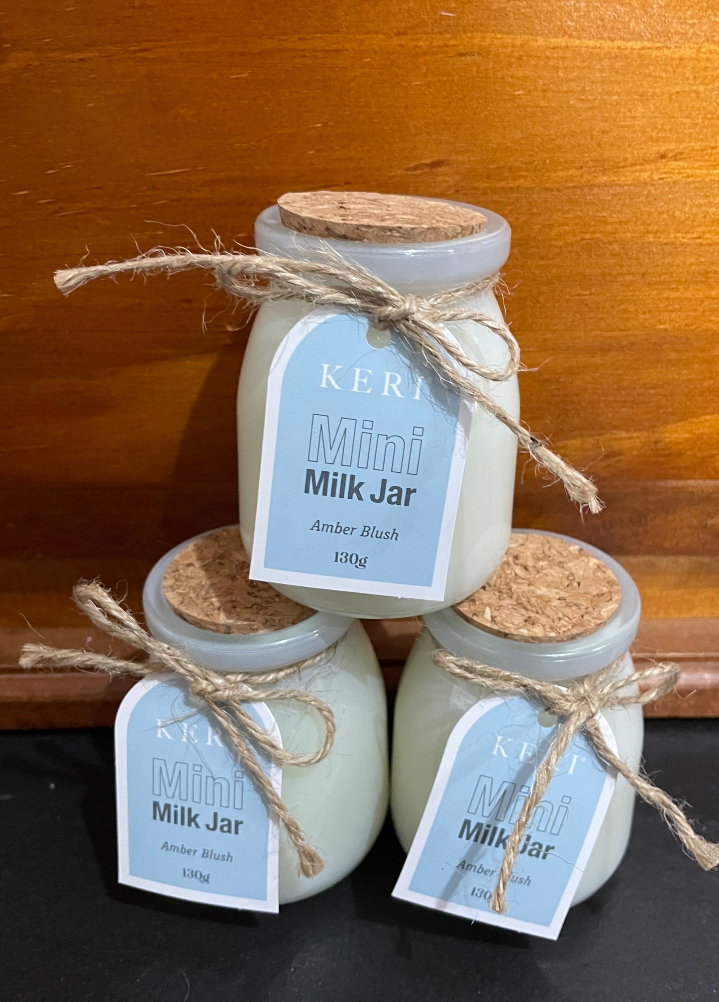 Kerri Mini Milk Jar Candle Amber Blush 130g