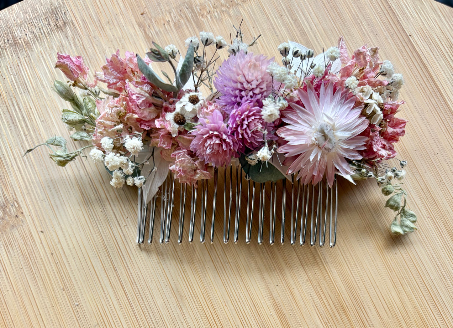 Floral Hair Comb~ soft pink colour