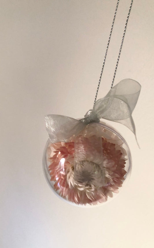 Christmas Bauble 6cm pink strawflower