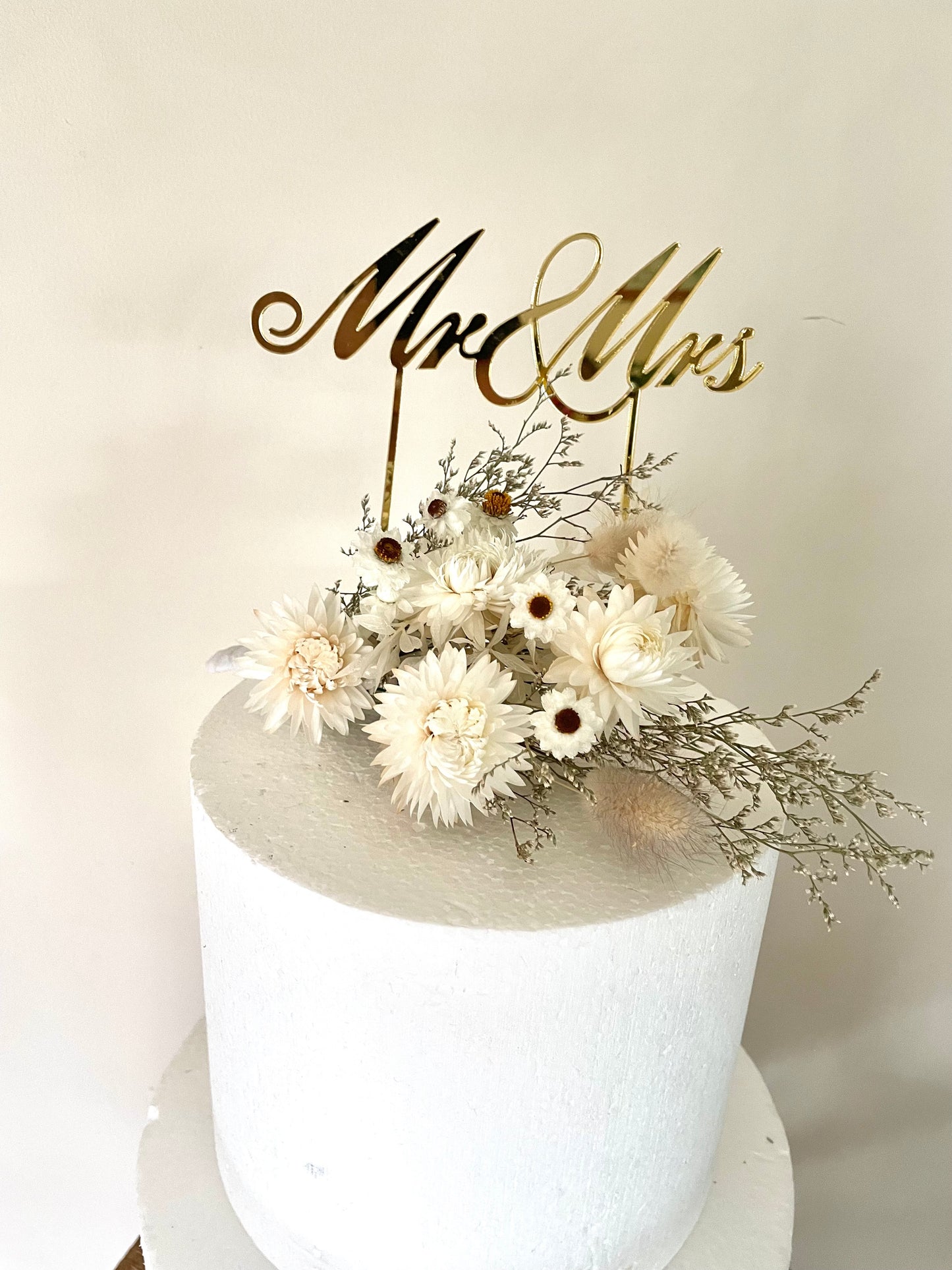 Cake Topper~ white strawflower