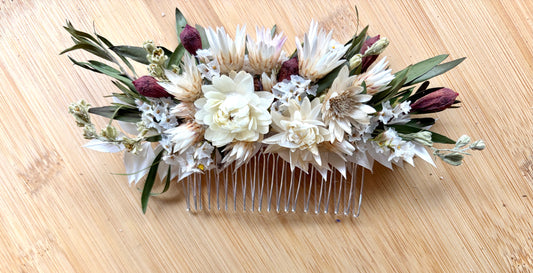 Floral Hair Comb~ Whites