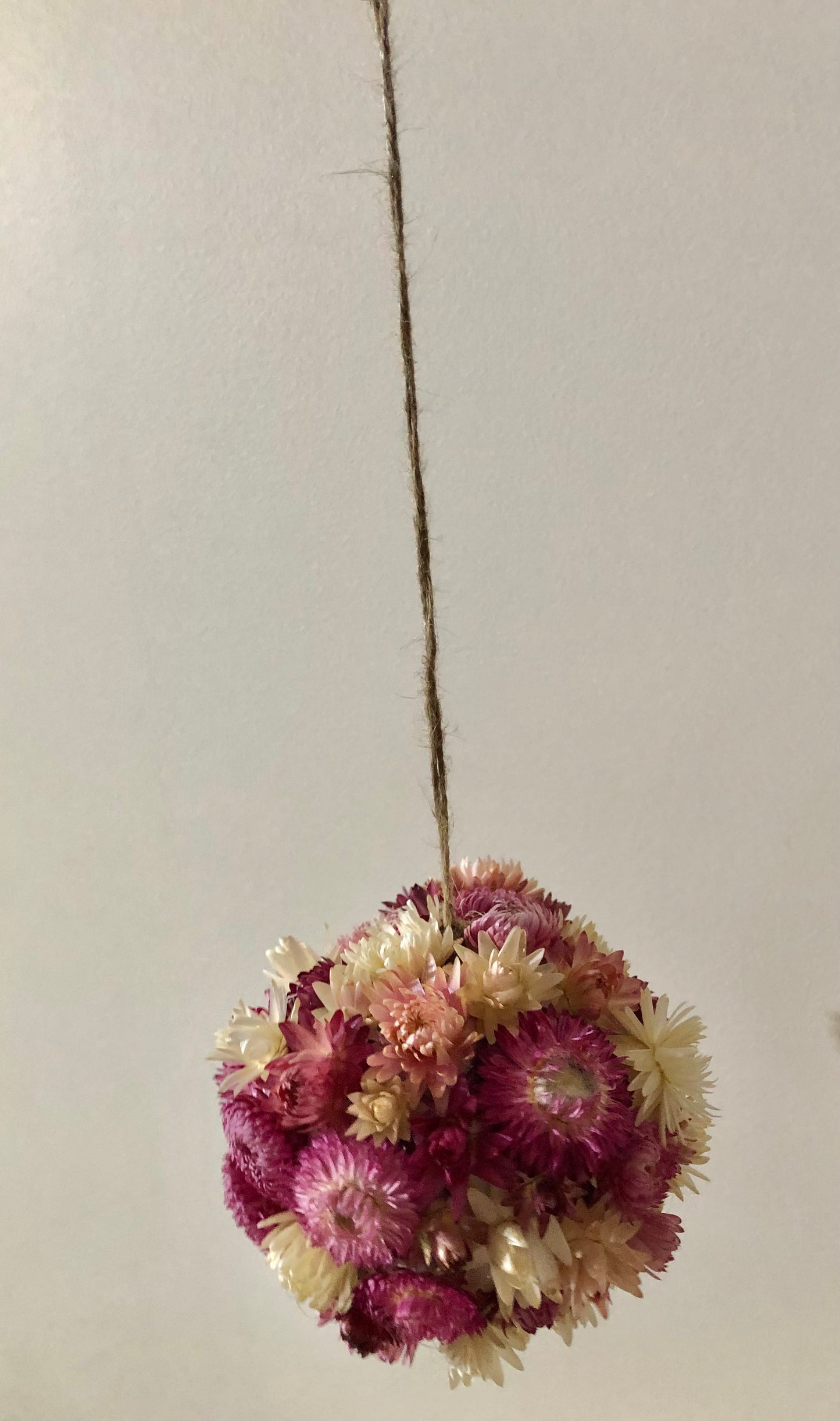 Floral hanging Ball ~ pinks ( medium)