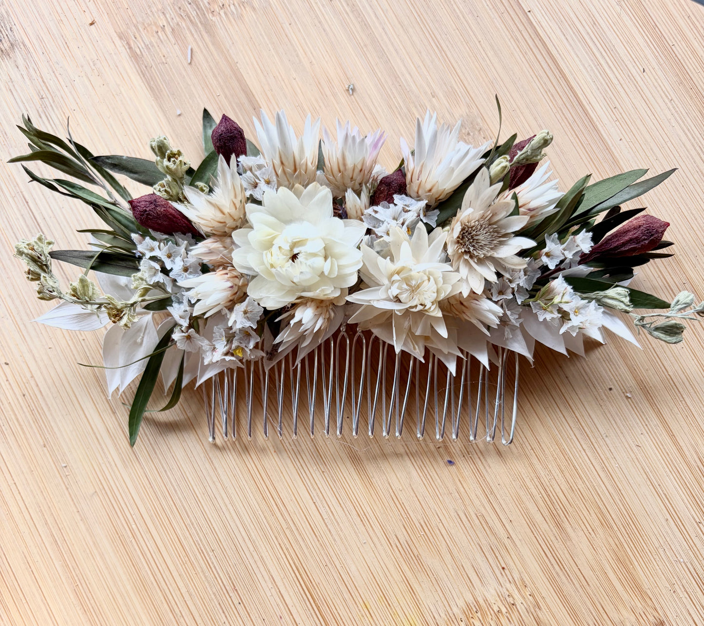 Floral Hair Comb~ Whites