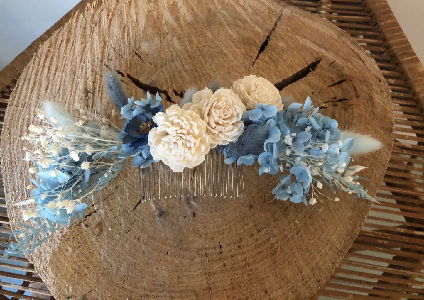 Hair Floral Piece/Comb Dusty Blues