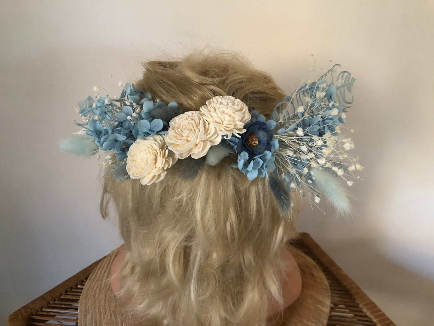 Hair Floral Piece/Comb Dusty Blues